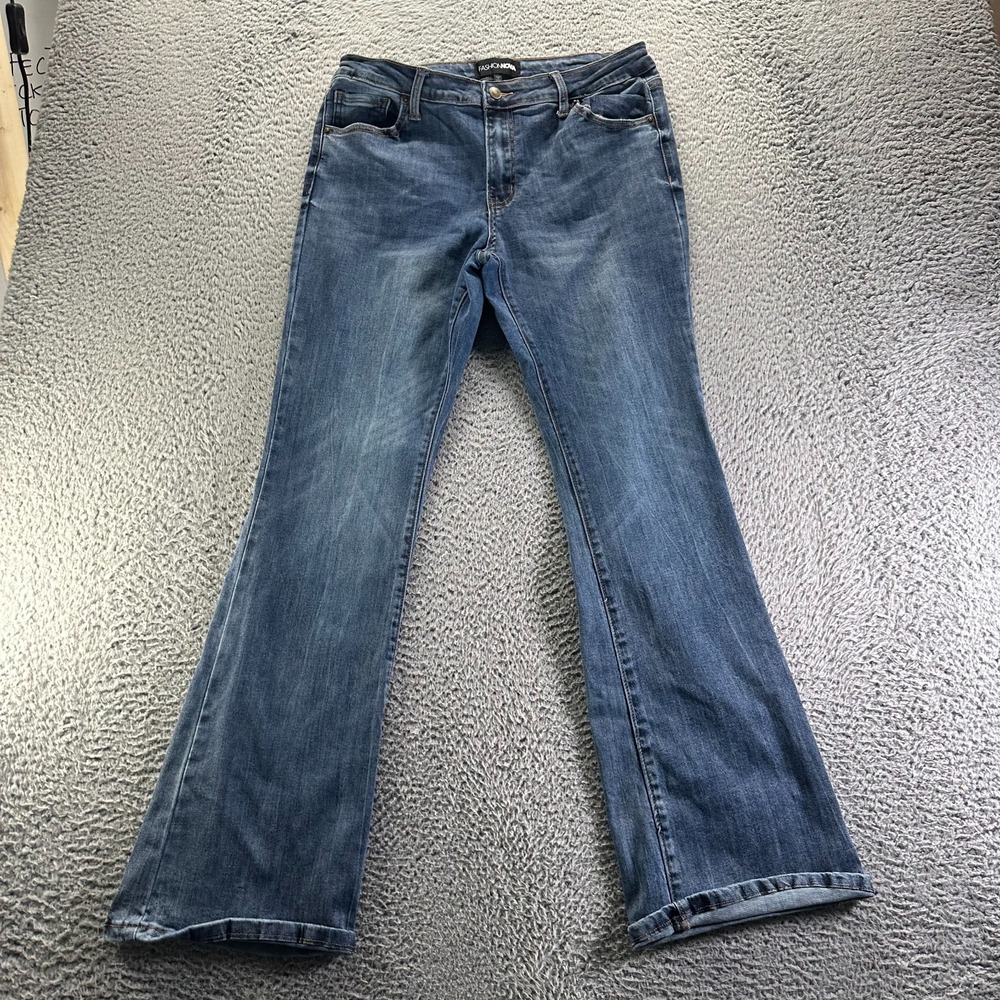 Fashion Nova Jeans Womens 15 Blue Cotton Denim Bootcut Faded Workwear Stretch